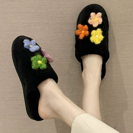 

Gubotare Slippers For Women Indoor And Outdoor Women s Soft Memory Foam House Slippers Cozy Comfy Warm House Shoes Fuzzy Plush Fleece Lined Bedroom Shoe Indoor Outdoor Slippers for Women Black 7.5