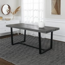 Walker Edison Rustic Farmhouse Solid Wood Dining Table, Grey
