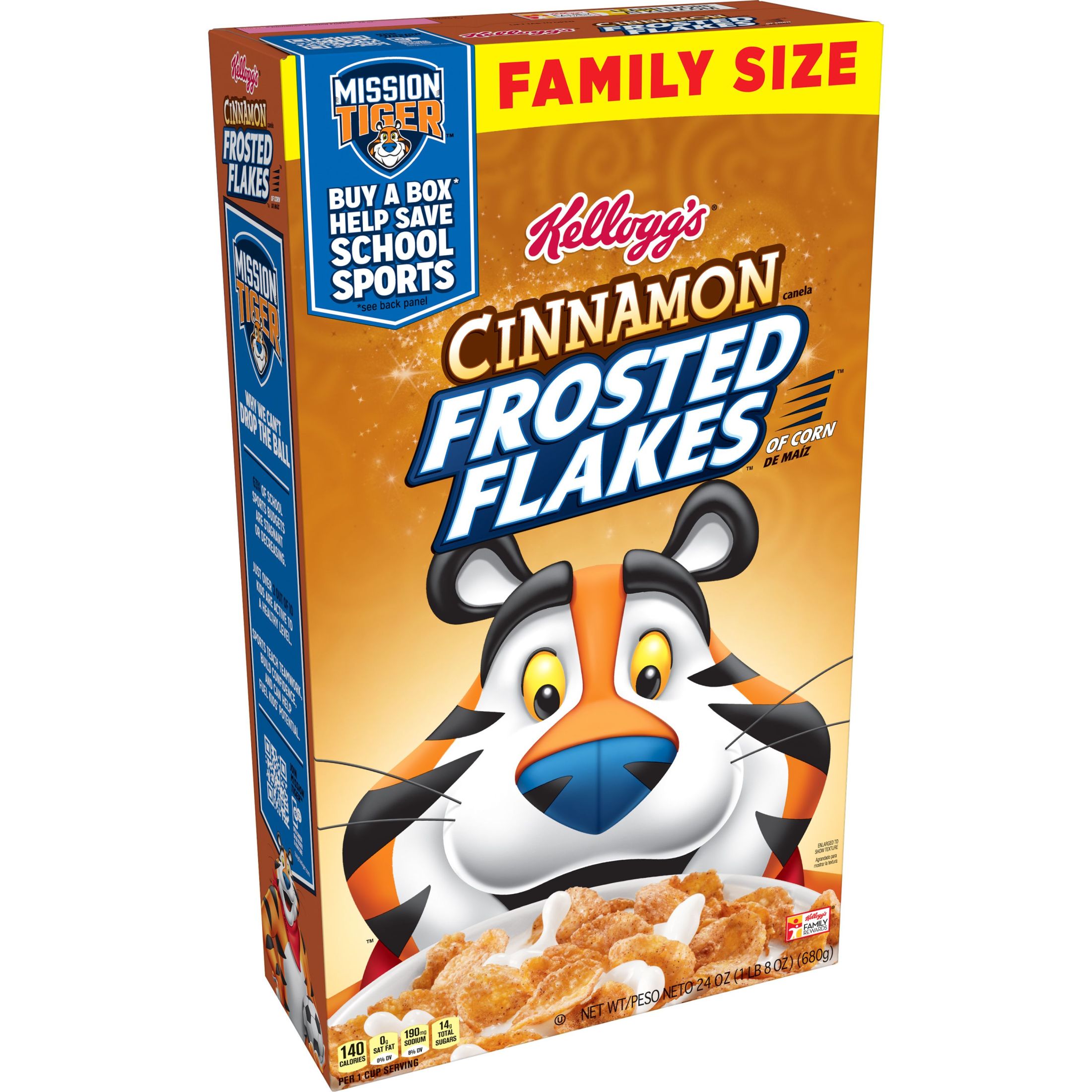 Kellogg's Frosted Flakes Cinnamon Cold Breakfast Cereal, 24 oz
