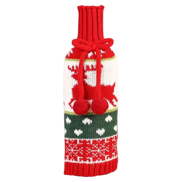 Inteprter Cubierta de botella Calcomanía de Navidad Decoración de Navidad Dulce regalo Accesorios para el hogar Funcional DIY Prop Suministros de Kits de decoración para fiestas Patrón de ciervo Inteprter HA069706-02