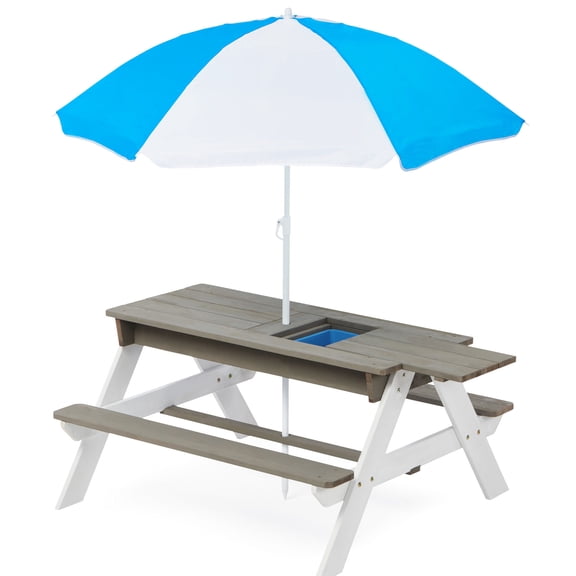 Non - Smell Coated Solid Wood | Outdoor Activity Table with Umbrella | Suitable for 3 - 8 Year - Olds