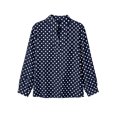thumbnail image 4 of Tqcoqu Women's Polka Dot Stand Collar Half Placket Blouse Long Sleeve Loose Casual Office Long Shirt, 4 of 8
