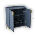 thumbnail image 2 of Noble House Solhill 31.5" 2-Door Wine Bar Cabinet, Wooden Wine Rack Liquor Cabinet, Adjustable Shelves, Kitchen, Blue, 2 of 11