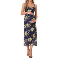 thumbnail image 1 of Vestido de maternidad de malla con fruncidos en los lados para mujer Inspire Chic, vestido ajustado con tirantes para embarazadas, ideal para invitadas de boda, azul profundo S, 1 of 6