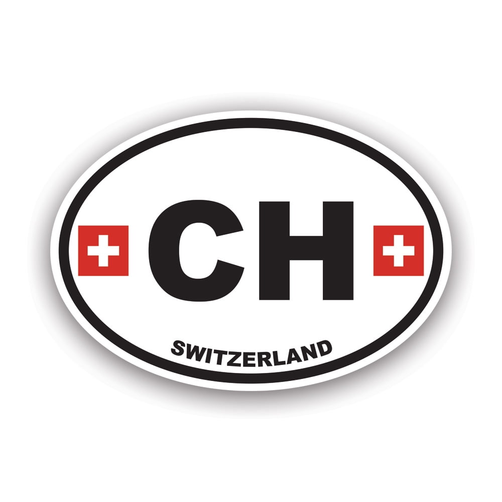 Switzerland Oval Sticker Decal - Self Adhesive Vinyl - Weatherproof ...