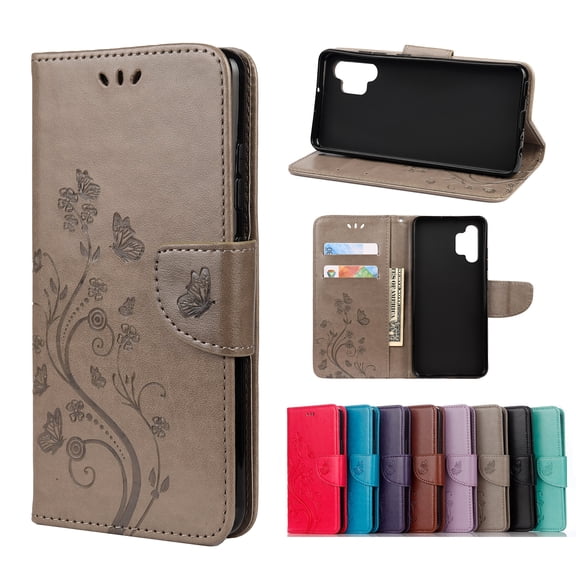 For Samsung Galaxy A32 4G Butterfly Flower Pattern Horizontal Flip Leather Case with Holder & Card