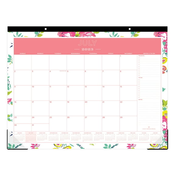 2023-2024 Monthly Desk Pad Calendar, 22x17, Day Designer for Blue Sky, Peyton White