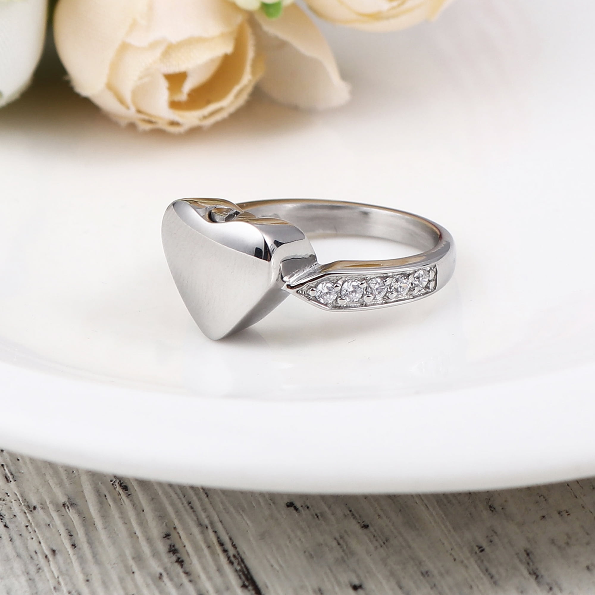 Cremation Ring, Ash Urn Ring Jewelry, Memorial Keepsake, Pets Memorial Jewelry, Free Jewelry Box & Filling Tool [Size 9, No Engraving]