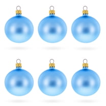 Set of 6 Light Matte Blue Glass Ball Christmas Ornaments 2.4 Inches