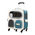 thumbnail image 3 of Mochila para gatos, transportadora con ruedas para mascotas, portátil, telescópica, plegable, impermeable Verde Azul, 3 of 8