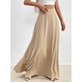 thumbnail image 4 of Khaki Solid High Waist Flowing Maxi Skirt, 4 of 6
