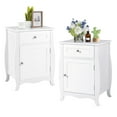 thumbnail image 1 of Costway 2 Pcs Table de Chevet avec Tiroir Armoire Pieds Courbés Table d'Appoint pour Canapé Blanc, 1 of 9