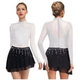 thumbnail image 5 of YiZYiF Women Sparkly Rhinestone Long Sleeve Figure Skating Dress Irregular Hem Skirt Lyrical Ballet Dance Wear White XXL, 5 of 6