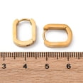 thumbnail image 3 of 304 Stainless Steel Huggie Hoop Earrings Oval Golden 14x11x3mm Pin: 1mm, 3 of 4