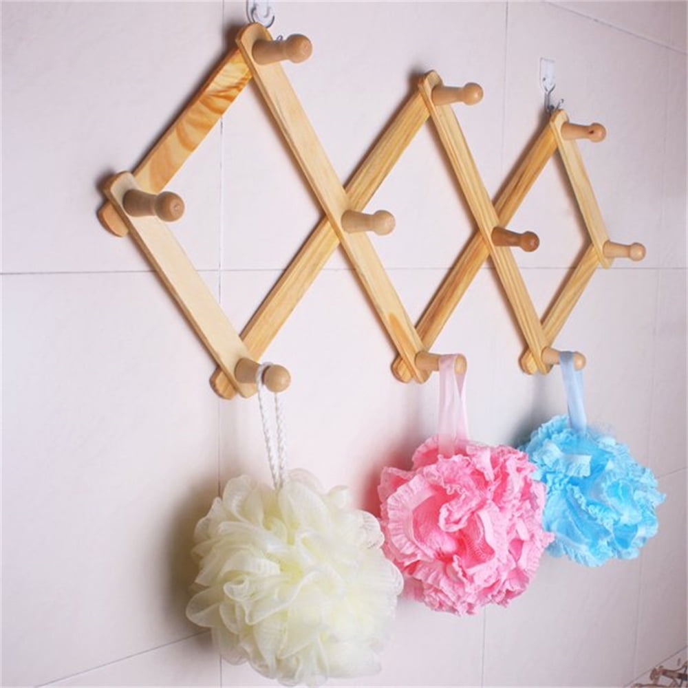 Accordion Style Wood Expandable Rack Wall Mounted Coat Rack 10 Hook Torched Wood Wall Mounted Expandable Accordion Rack Hanger Hat Cap Belt Umbrella Coffee Mug Wall Wooden Pegs Walmart
