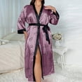 thumbnail image 1 of Pijamas de talla grande para mujer, moda informal, pijamas holgados con estampado, camisón sexy largo de seda para mujer, 1 of 5