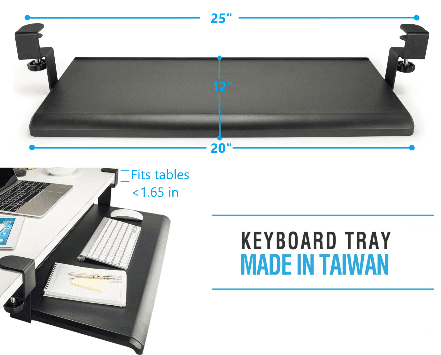 MAX SMART Clamp on Keyboard Tray 21 Inch