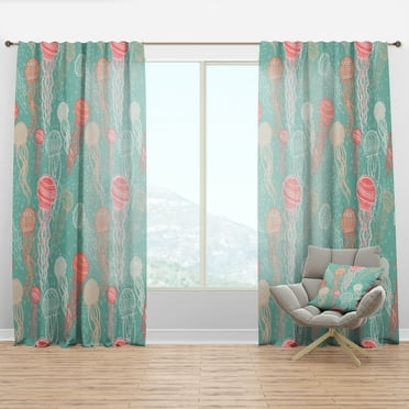 Designart 'Jellyfish Undersea Pattern' Nautical & Coastal Curtain Panel