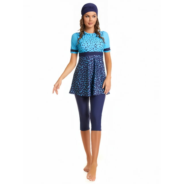 KXCFCYS Maillot de Bain Modeste à Manches Courtes Burkini Islamique Hijab pour Femmes