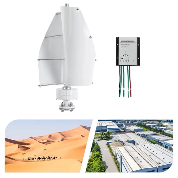 White Wind Turbine, Vertical Axis Wind Turbine Generator with Controller, Wind Turbine Wind Turbine Power Generation, Maximum Power: 100 W
