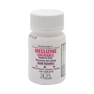 Meclizine 25 mg Generic For Bonine Chewable Tablets for Prevention of Motion Sickness and Anti-Nausea 100 Tablets per