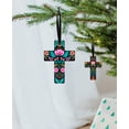 thumbnail image 5 of WIRESTER Set of 2 Aluminum Cross Hanging Ornaments for Christmas Tree Holidays Party Home Office Xmas Tree Decoration Gift - Otomi Mexican Flowers & Mexican Otomi Flowers, 5 of 6