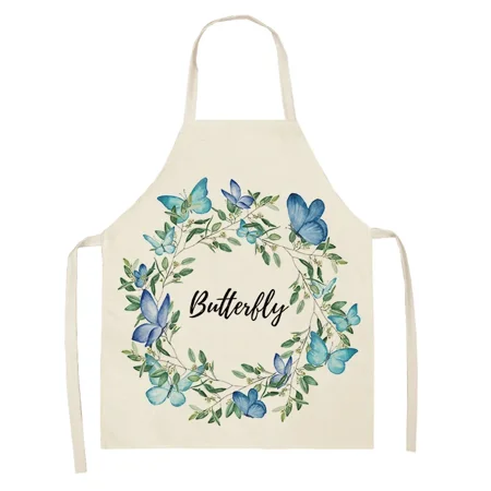 

Butterfly Printed Pattern Kitchen Aprons Cotton Linen For Women Home Cooking Cleaning Baking Waist Bibs Pinafore apron for men