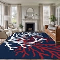 thumbnail image 3 of Red White Coral Area Rug 5x8 FT, Non Slip Bedroom Throw Carpet, Summer Ocean Nautical Coastal Navy Blue Washable Soft Floor Carpet Non-Shedding Rug for Living Room Nursery Dorm Office, 3 of 9