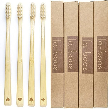 LaBoos Best Nature Manual Travel Toothbrush, New Extra Soft Compact Bristle Gum Toothbrush,Best Toothbrush For Gingivitis And Sensitive teeth,Bulk Kids Bamboo Toothbrushes,Pack of (What's The Best Toothbrush)