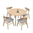thumbnail image 2 of Dining Table Set for 4, Compact Mid-Century Modern Table & Chair Set for Home, Apartment w/ 4 Chairs, Padded Seats & Wooden Frame, Natural, 2 of 7