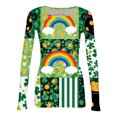 thumbnail image 5 of ASDFVBKG St Patrick's Day Tops for Women Fashion Crew Neck Basic Long Sleeve Slim Fit T-Shirts Ribbed Knit St Patrick's Day Lucky Shamrock Comfy Outfits Multicolor 2XL, 5 of 6