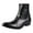 Black Ostrich, variant on Mens Genuine Leather Ankle Boots Side Zipper Mens Dress Boots, Black
