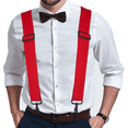 thumbnail image 7 of Buyless Fashion Mens Suspenders - 48" Elastic Adjustable Heavy Duty 2" Wide - X Back With Black Hooks - 5140-Red, 7 of 7