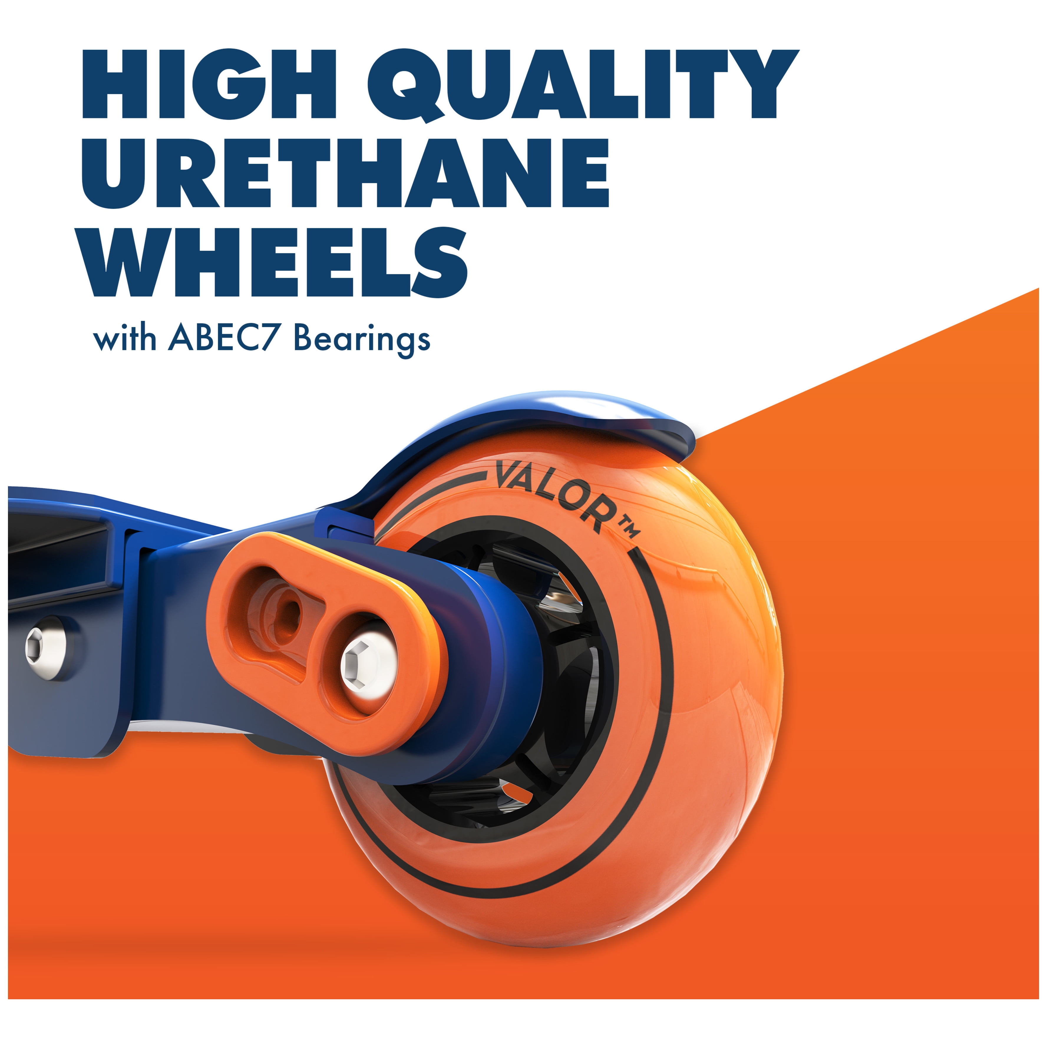 Valor Kick Scooter Toy, Light Foldable Scooter Kids with ABEC7 Wheel Bearing, Outdoor Toys for Kids Ages 8-12 and Up, Blue & Orange