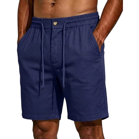 Men's Casual Summer Shorts Lightweight Breathable Classic Fit Elastic Waist Drawstring with Button Detail and Side Pockets for Lounge Beach Vacation Golf Everyday Wear
