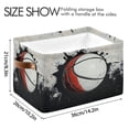 thumbnail image 3 of 2 Pack Storage Bins with Handle Fabric Organizer Basket Foldable Box Ink Basketball 14.2x10.2x8.3, 3 of 8