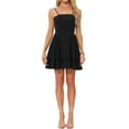 thumbnail image 2 of INSPIRE CHIC Spaghetti Straps Dress for Women's Backless Bow Tiered Ruffle A-Line Mini Party Dresses M Black, 2 of 6