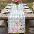 thumbnail image 4 of Blue Easter Table Runner 60 Inches, Spring Easter Bunny Eggs Floral Buffalo Plaid Bed Runner Dresser Scarves Tabletop for Indoor Outdoor Parties/Ceremony/Banquet, 13" x 60", 4 of 8