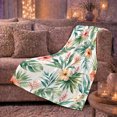 thumbnail image 6 of Coral Hibiscus with Soft Palm Leaves, Serene Botanical Style for Flower Lovers, Gentle Island Garden and decorative theme Gift, Soft Flannel Blanket for Sunroom and Guest Room, Home Decor, 6 of 9