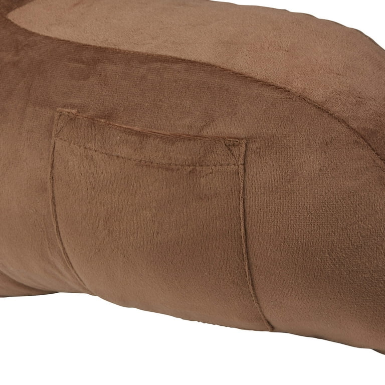 Klear Vu Velour Bed Rest Back Support Pillow with Pocket and