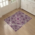 thumbnail image 3 of ODIKA 3'x5' Washable Accent Rug Pink Pastel Purple Plum Cream Mirrored Florals Harmonious for Bedside, Nursery Room, Pet Friendly & Non-Shedding, 3 of 7