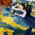 thumbnail image 4 of Homewish Vintage Oil Painting 7-Piece Twin Bedding,Spiral Clouds Stars Bedding Comforter Set,Navy Blue Reversible, 4 of 8