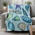 thumbnail image 2 of Teal Conch Coastal Blanket Soft Cozy Warm Throw Blanket for Couch, Plush Fuzzy Flannel Fleece Blankets for Sofa, Summer Beach Shell Starfish Ocean Bed Blankets Lightweight Gifts for Women, 40"x50", 2 of 9
