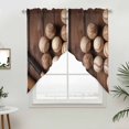 thumbnail image 2 of Swag Valance Curtains for Windows, Baseball Light Filtering Kitchen Curtains with Rod Pocket, Farmhouse Retro Sport Theme Brown Wooden Grain Window Treatment Valances for Living Room, 36x36 - 2 PCS, 2 of 9