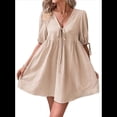 thumbnail image 1 of Vestido Informal de Verano 2025 para Mujer, de Corta, Corte A, con Lazo y Lazo Al Frente, Estilo Babydoll, Holgado y . Caqui L, 1 of 10