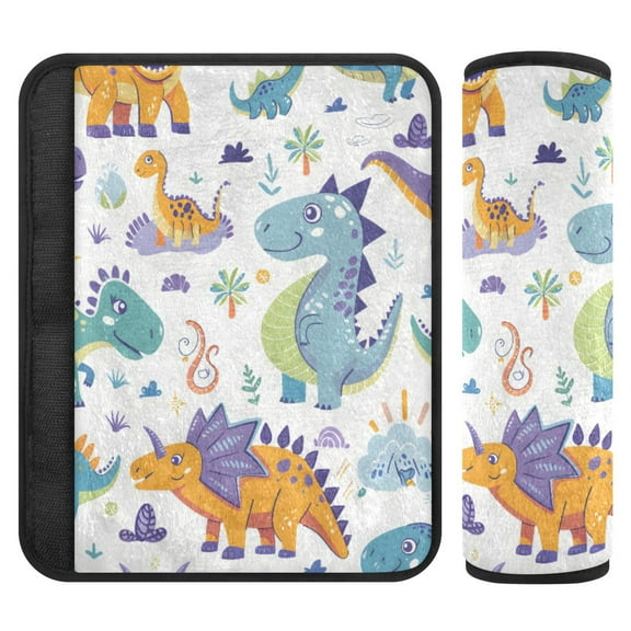 ALAZA Cute Cartoon Dinosaurs Car Seat Belt Adjuster Neck Covers Shoulder Cushions Pads S