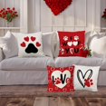 thumbnail image 4 of Valentines Day Pillow Covers 18x18 Inch Set of 4 Dog Paws Red Decorative Throw Pillow Covers Home Living Room Cushion Case Farmhouse Wedding Anniversary Decorations, 4 of 6