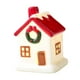 thumbnail image 3 of Mini casa navideña de cerámica, adorno navideño, decoración, regalo decorativo con luz Arco de borde rojo, 3 of 9