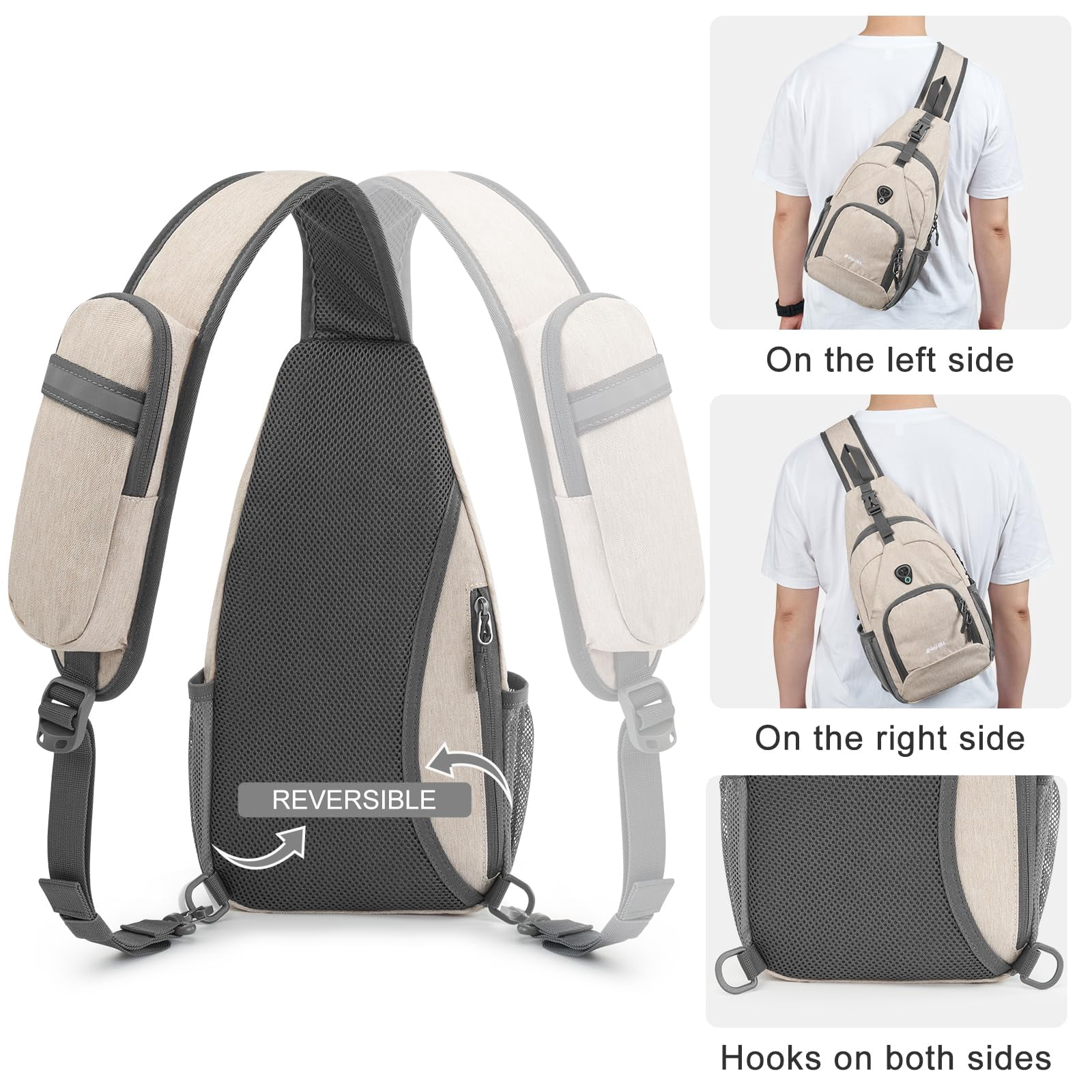 G4Free RFID Sling Bag for Adults, Small Crossbody Chest Shoulder Backpack for Men and Women, Hiking Daypack