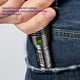 thumbnail image 5 of Linterna de luz fuerte recargable USB | Mini antorcha de alta potencia | Aleación de aluminio negro | Largo alcance a prueba de lluvia | 4 modos | Tamaño de bolsillo portátil 5.6x1.6in | Buena, 5 of 6